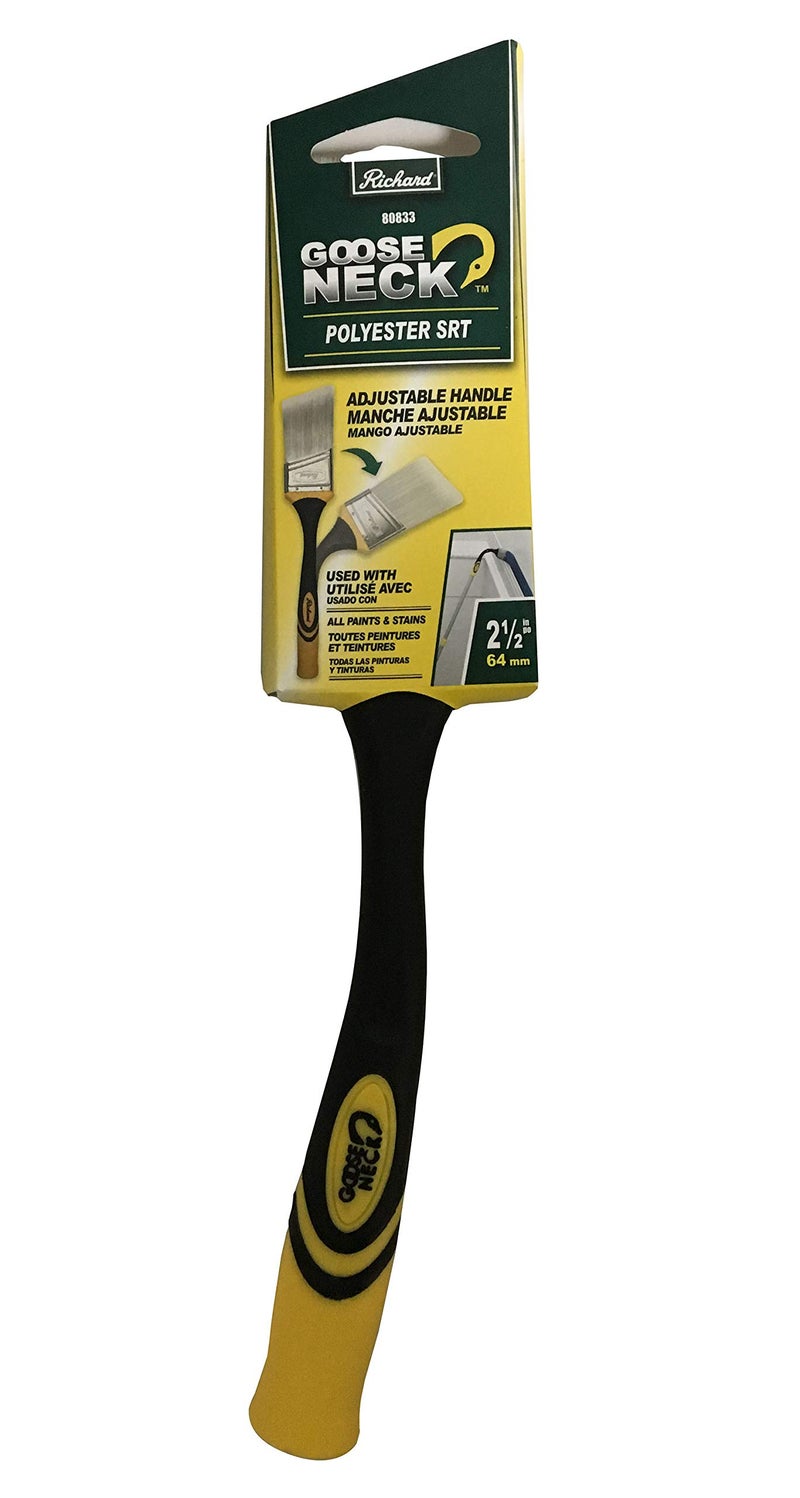 Richard 80833 Goose Neck Angular Paint Brush with Flexible Soft Grip Handle, 2-1/2" - Image 2